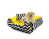 Cama Pet para câes e gatos Dupla face -Sophie Decora -Chevron -Amarelo-Tamanho (P)