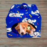 Cama Pet Sleep Cave Casa Dona Dálmatas Azul
