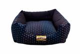 Cama Quadrada para Cachorro ou Gato Luppet Luxo Preto com Bolinhas coloridas
