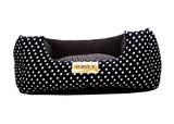 Cama Quadrada para Cachorro ou Gato Luppet Luxo Preto Poa