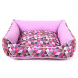 Cama Quadrada Triangulo Rosa G - Sula Pet - Futon dog