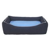 Cama Retangular Carinhosa - Preta e Azul - Tam M - Amour pet