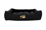 Cama Retangular para Cachorro ou Gato Luppet Luxo Preto Bolinhas