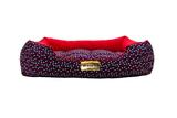 Cama Retangular para Cachorro ou Gato Luppet Luxo Vermelho Ossinhos