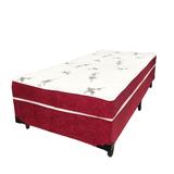 Cama Solteiro Conjugado Ortopédico - Suede Vermelho - E-shop casa