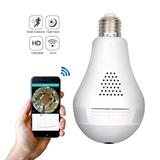 Câmera Lâmpada Led Wifi Ip Hd Panorâmica Única 360º Espião Icsee