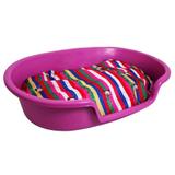 Caminha de Plastico para Cachorro com Almofada -Rosa-M - Idealdog