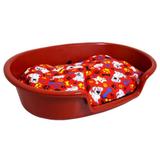 Caminha de Plastico para Cachorro com Almofada -Vermelho-G - Idealdog