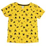 Camiseta Manga Curta em Meia Malhada - Amarela - Floresta Mickey - Disney