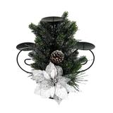 Candelabro para 3 Velas e Arranjo Class White Santini Christmas 36.5x38.5cm