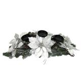 Candelabro para 3 Velas e Arranjo Class White Santini Christmas 66x16cm