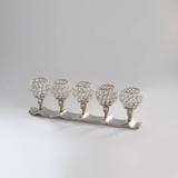 Candelabro para 5 Velas de Ferro e Cristais Prateado 48cmx6cmx15cm Rojemac