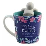 Caneca 350ml c/ infusor p/ cha dia feliz - Zona criativa