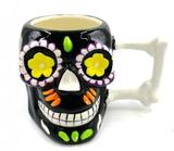 Caneca Caveira Mexicana Colorida 300ml Porcelana Rock - Mvm