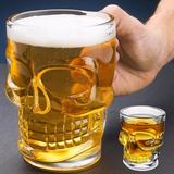 Caneca Caveira Viking Vidro 510 ml com mini copo caveira - Lyor
