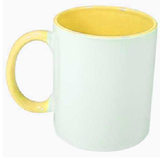 Caneca Cerâmica Branca c/ Interior e Alça Amarela 325ml Live (458) - 36 Unidades (Caixa Fechada) - Live shopvirtua3000