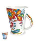 Caneca Cerâmica Decorada Faça Feliz 330mL Unicasa
