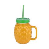 Caneca com Canudo Abacaxi Pineapple de Vidro - Urban