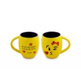 Caneca Côncava 300Ml Amarela/preta Beijos Menina Linha Diverticon - Ceraflame - Tommy Design