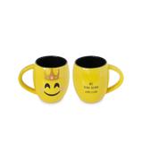 Caneca côncava de cerâmica mondoceram diverticon mãeteamo - mãe rainha 300ml-amarelo - Mondoceram gourmet