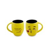 Caneca côncava de cerâmica mondoceram diverticon teamo - com você menina 300ml-amarelo - Mondoceram gourmet