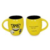 Caneca Côncava Diverticon Jornalismo 300ml Mondoceram 9,5cmx8,6cmx11,8cm Amarelo