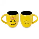 Caneca Côncava Diverticon Mãe Rainha 300ml Mondoceram 9,5cmx8,6cmx11,8cm Amarelo