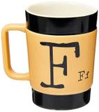 Caneca de cerâmica mondoceram coffee to go letra ''f'' 300ml - pardo fosco