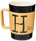 Caneca de cerâmica mondoceram coffee to go letra ''h'' 300ml - pardo fosco