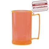 Caneca de Chopp Acrílica Durável Laranja Neon 500ml 84 unidades Bezavel - Festabox