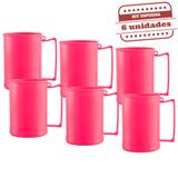 Caneca de Chopp Rosa Neon Leitosa 300ml 6 unidades Bezavel - Festabox