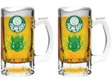 Caneca de Chopp Vidro 375ml Globimport - Palmeiras Trigger Porco 2 Peças