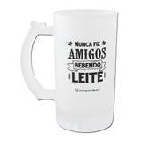 Caneca de chopp vidro fosco bebendo leite 450ml - Zc