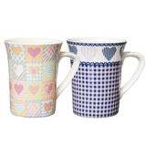 Caneca de Porcelana Fina Coração 330ml Class Home 02 peças