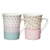 Caneca de Porcelana Fina Flor 330ml Class Home 02 peças