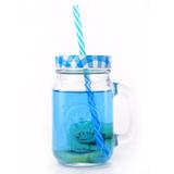 Caneca de Vidro com Tampa e Canudo 450 ml Transparente - Thata esportes
