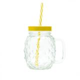 Caneca de Vidro com Tampa e Canudo Pineapple 480ml Lyor Amarelo