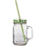 Caneca de Vidro com Tampa e Canudo Verde Party 6536 Lyor