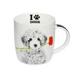 Caneca em porcelana I Love Dogs Poodle A 320ml branca - Dm brasil