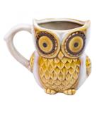 Caneca Enfeite Porcelana Coruja Bege 310ml - Produtos infinity presentes