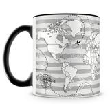 Caneca Personalizada Mapa Mundi Para Colorir (Preta) - Amocanecas