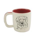 Caneca Pet Golden 350Ml Cerâmica Creme E Vermelho Mondoceram