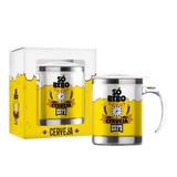 Caneca Plástica Inox 450ml - Só Bebo Cerveja - Brasfoot