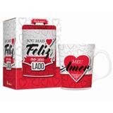 Caneca Porcelana Premium - Sou Mais Feliz ao Seu Lado - Brasfoot