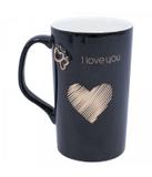 Caneca Porcelana Preta I Love You 340ml - Produtos infinity presentes