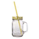 Caneca Pote Com Canudo 410 Ml Amarela - Hauskraft