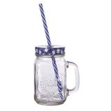 Caneca Pote Com Canudo 410 Ml Azul - Hauskraft