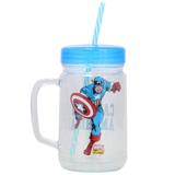 Caneca Pote com Canudo PVC Capitão América 700ml - Zona Criativa