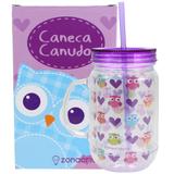 Caneca Pote Corridinhos De Corujas Com Canudo 10020945 - Zona criativa