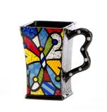 Caneca Quadrada Romero Britto Borboleta - Ceramica - 12cm x 13cm x 9cm - Trevisan Concept